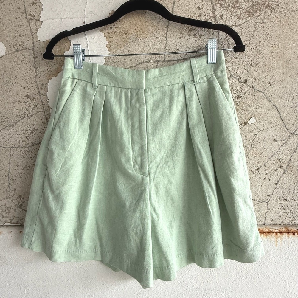 Abercrombie Linen Blend Mint Green High Waisted Shorts‎ NWT Size Small Resort